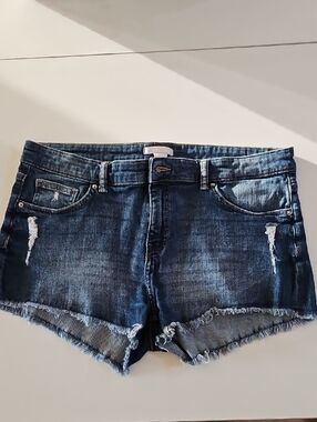 H&M Dark Blue Distressed Denim Shorts